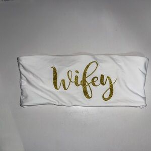 Custom “Wifey” Tube Top – Gold Glitter on White (Size L)